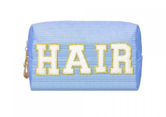 Corduroy Chenille Letter Cosmetic Bag