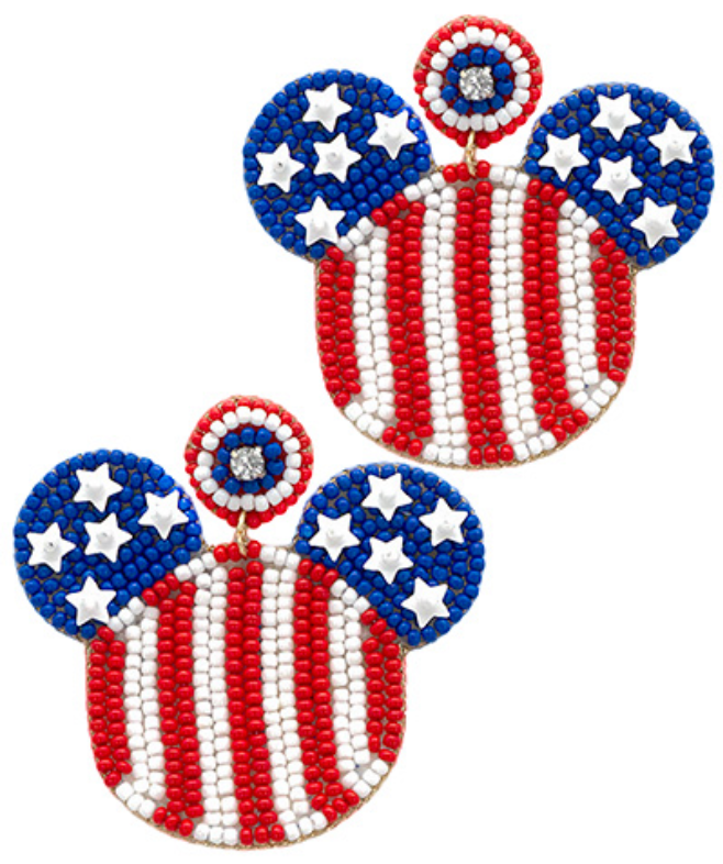 Patriotic Mouse Beaded Earrings