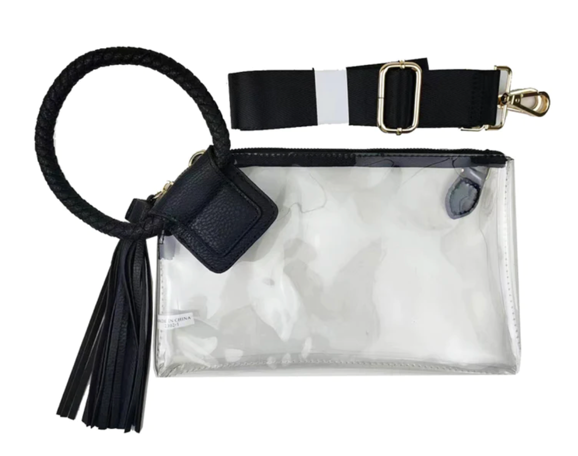 Cassie Clear Clutch with Tassel