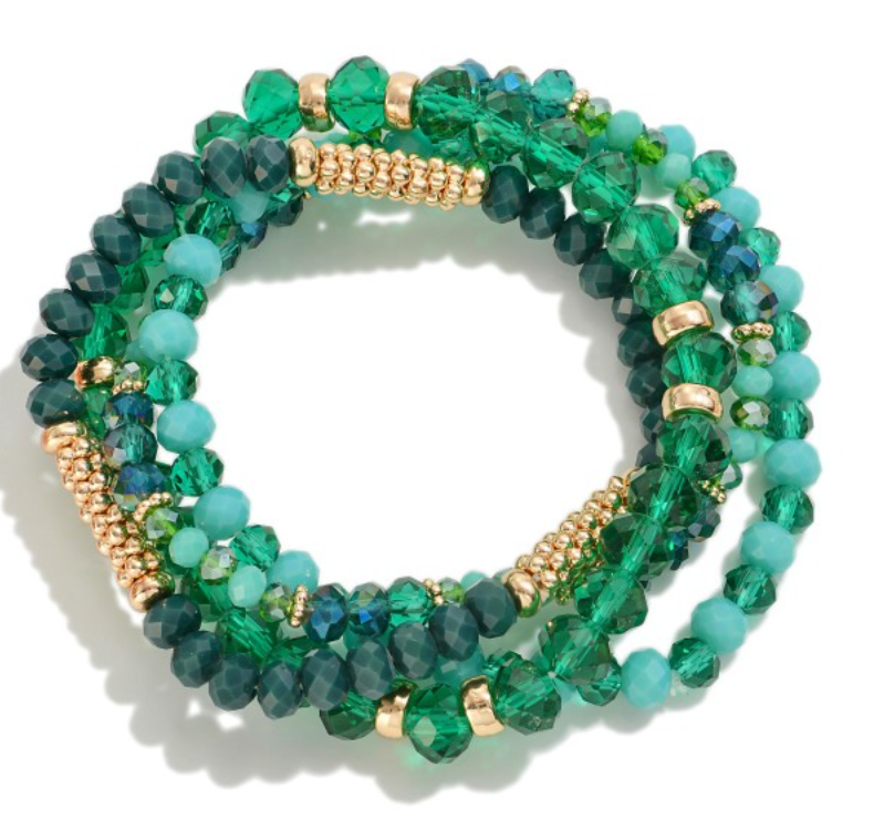 Green Shimmer Bracelet Stack