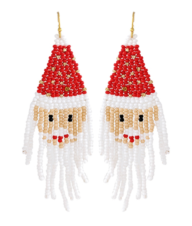 Santa Beaded Fringe Earrings