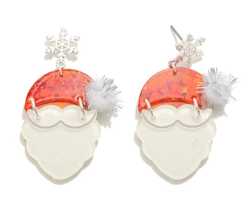 Sweet Santa Acrylic Holiday Earrings
