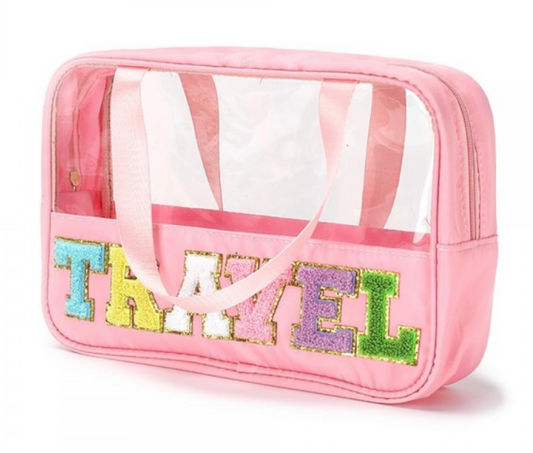Travel Chenille Letter Cosmetic Bag