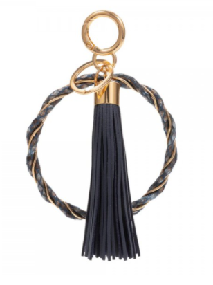 Wrapped Faux Leather Key Bangle with Tassel
