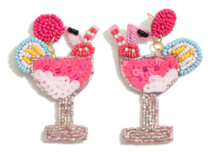 Tropical Cocktail Beaded Sequin Statement Earrings