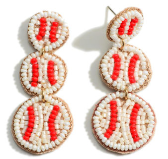 Seed Bead Baseball Earrings