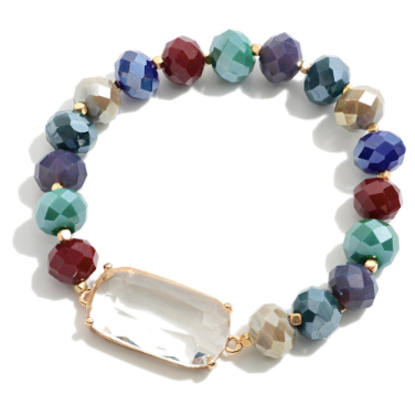 Crystal Accent Beaded Stretch Bracelet