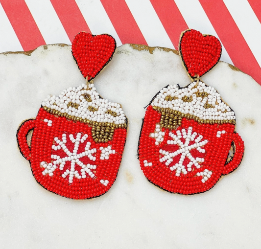 Hot Cocoa Beaded Statement Earrings