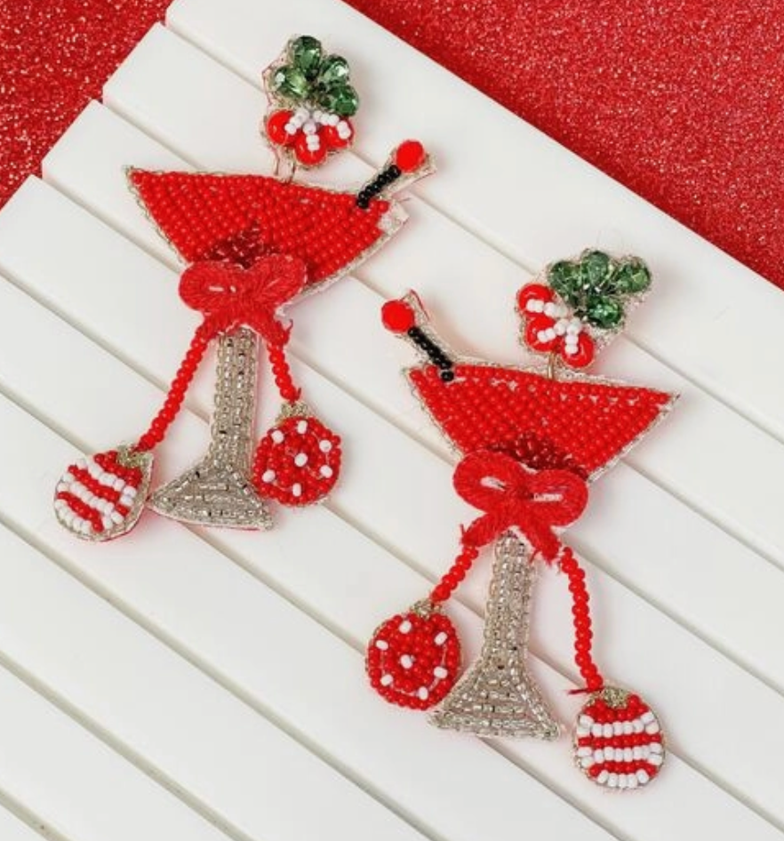 Cheers to the Holidays Martini Earrings