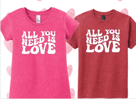 Valentine's Day All You Need is Love Youth Tee