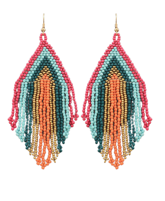 Colorful Beaded Fringe Earrings