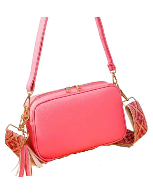 Hot Pink Crossbody Purse with Guitar Strap