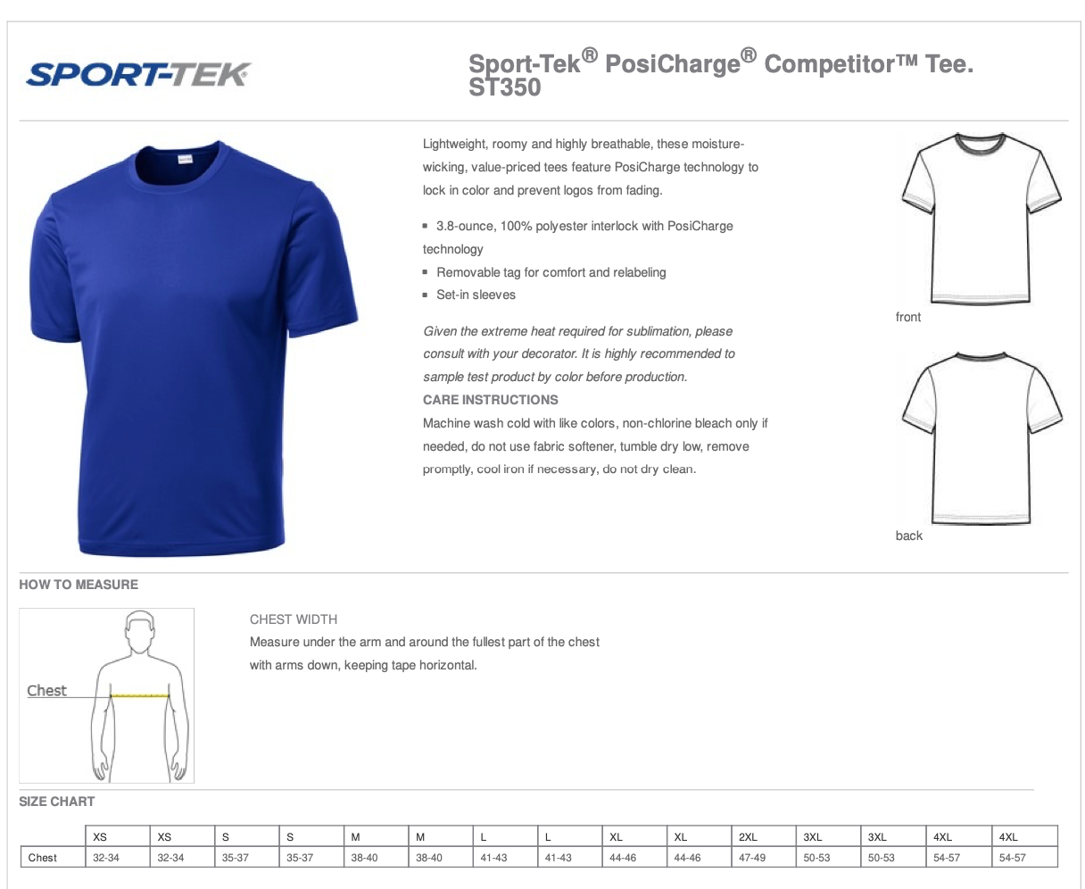 PV Thunder 12U Cooperstown Adult Dry Fit Tee