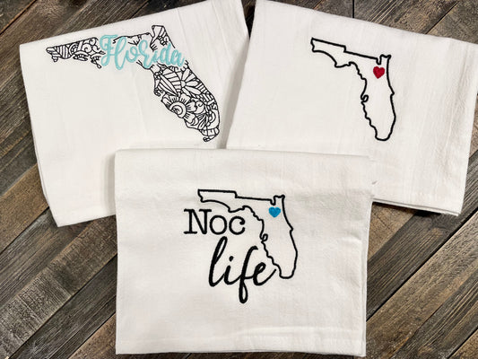 Florida Embroidered Tea Towels